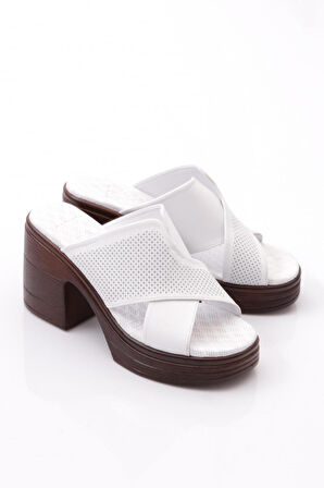 Dgn 1006 Kadin Çapraz Şeritli Topuklu Terlik