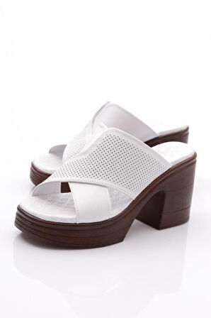 Dgn 1006 Kadin Çapraz Şeritli Topuklu Terlik