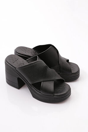 Dgn 1006 Kadin Çapraz Şeritli Topuklu Terlik