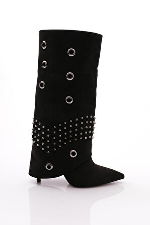 Dgn 1120 Kadın Demir Nokta Ve Yuvarlak Detayli Çizme