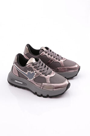 Dgn 073 Kadin Yaprak Desenli Kalin Taban Spor Ayakkabi