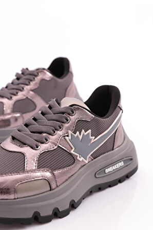 Dgn 073 Kadin Yaprak Desenli Kalin Taban Spor Ayakkabi