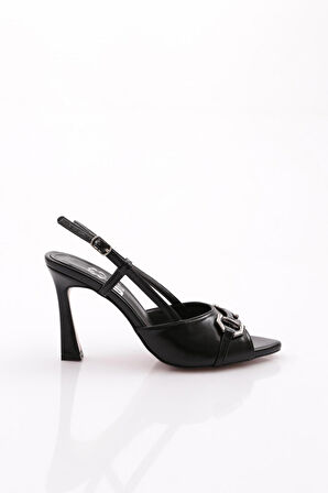 Dgn 6753 Kadin Metal Aksesuarli Topuklu Abiye Ayakkabi