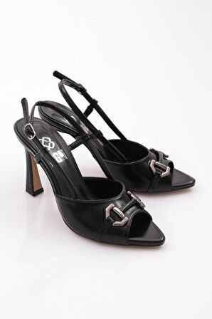 Dgn 6753 Kadin Metal Aksesuarli Topuklu Abiye Ayakkabi