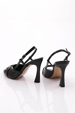 Dgn 6753 Kadin Metal Aksesuarli Topuklu Abiye Ayakkabi