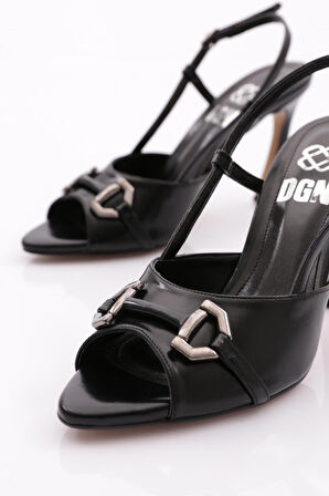 Dgn 6753 Kadin Metal Aksesuarli Topuklu Abiye Ayakkabi