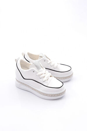 Dgn Pm128-K087 Kadin Yanlari Taşli Sneaker Ayakkabi
