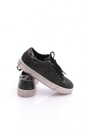 Dgn Pm54-K1021 Kadin Yildiz Desenli Sneaker Ayakkabi