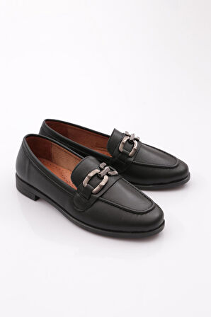 Dgn 1851 Kadin Metal Aksesuarli Loafer Ayakkabi