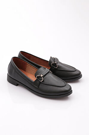 Dgn 1853 Kadin Oval Burun Loafer Ayakkabi