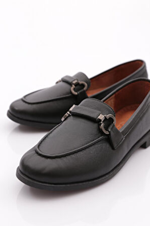 Dgn 1853 Kadin Oval Burun Loafer Ayakkabi