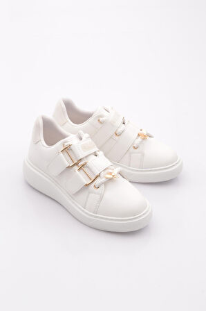 Dgn B1005 Kadin Aksesuarli Kemer Detayli Sneakers Ayakkabi