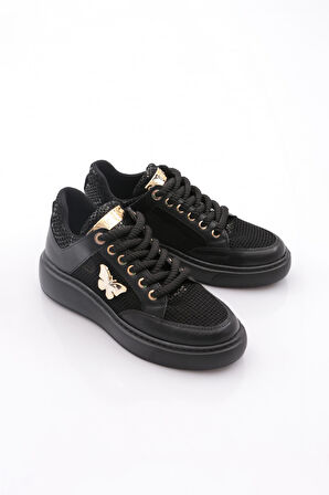 Dgn B1007 Kadin Fileli Aksesuarli Sneakers Ayakkabi