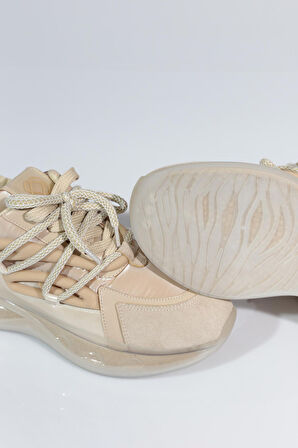 Dgn B1014 Kadin Kalin Taban Bağcikli Sneakers Ayakkabi