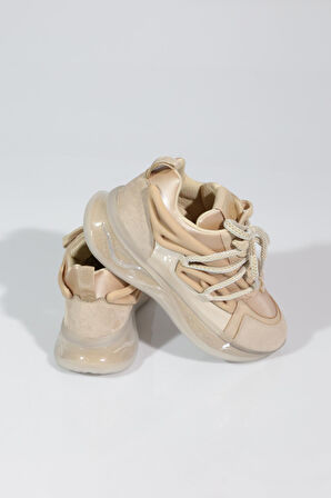 Dgn B1014 Kadin Kalin Taban Bağcikli Sneakers Ayakkabi