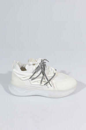 Dgn B1014 Kadin Kalin Taban Bağcikli Sneakers Ayakkabi