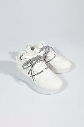 Dgn B1014 Kadin Kalin Taban Bağcikli Sneakers Ayakkabi
