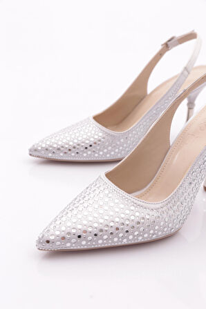 Dgn 5001 Kadin Sivri Burun Taşli Topuklu Ayakkabi