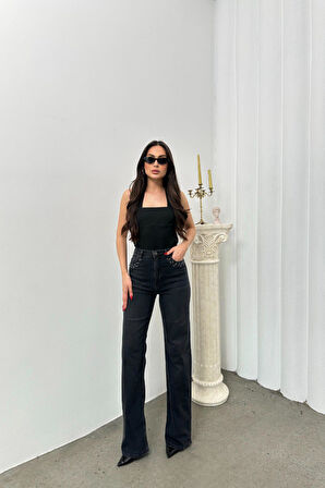 Lacarino 7984 Wide Leg Kadın Jean Pantolon