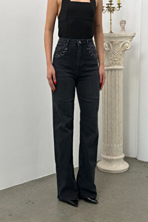 Lacarino 7984 Wide Leg Kadın Jean Pantolon