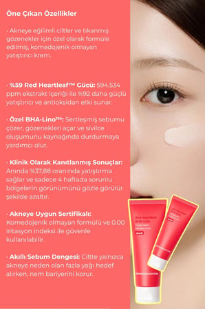 Sungboon Red Heartleaf BHA-Lino Relief Cream - Yatıştırıcı Krem