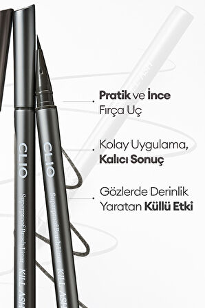 İnce, Mikrofiber Fırça Uçlu Kalem Eyeliner CLIO Superproof Brush Liner Kill Ash (001 Ash Gray)