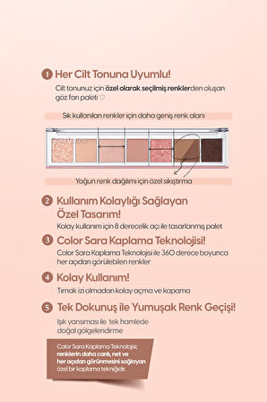 Pigmentli, 5 Farklı Dokulu Far Paleti PERIPERA All Take Mood Palette 005 No Acorn Passes By Autumn