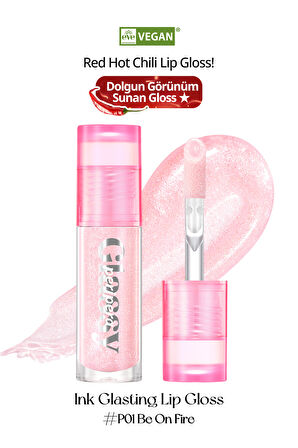 Dudaklara Dolgun Görünüm Sunan Simli Gloss PERIPERA Ink Glasting Lip Gloss (P01 Be On Fire)