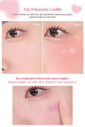İnce Yapılı, Ciltle Bütünleşen, Pigmentli Likit Allık PERIPERA Syrupy Tok Cheek (01 Light Peach)