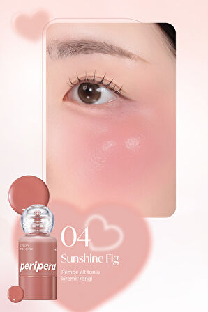 İnce Yapılı, Ciltle Bütünleşen, Pigmentli Likit Allık PERIPERA Syrupy Tok Cheek (04 Sunshine Fig)