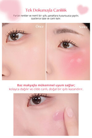 İnce Yapılı, Ciltle Bütünleşen, Pigmentli Likit Allık PERIPERA Syrupy Tok Cheek (05 Cool Apple)