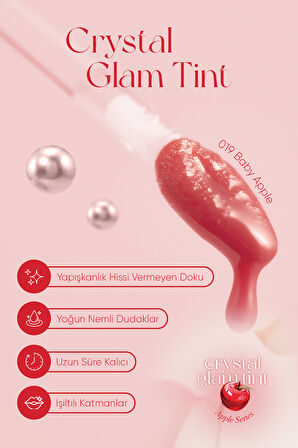 Yapışkanlık Hissi Vermeyen Yoğun Işıltılı Tint CLIO Crystal Glam Tint (19 Baby Apple) Apple Series