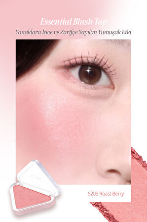Katmanlanabilir Yumuşak Dokulu Işıltılı Bitiş Sunan Allık CLIO Essential Blush Tap (S203 Roast Berry) 
