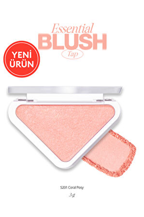 Katmanlanabilir Yumuşak Dokulu Işıltılı Bitiş Sunan Allık CLIO Essential Blush Tap (S201 Coral Posy) 