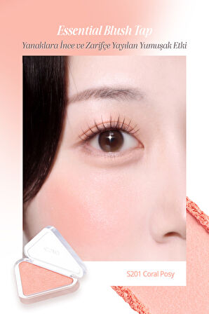 Katmanlanabilir Yumuşak Dokulu Işıltılı Bitiş Sunan Allık CLIO Essential Blush Tap (S201 Coral Posy) 