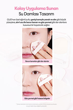Su Damlası Şekilli, Detaylı Eşit Uygulama Sunan Puf CLIO Kill Cover Mesh Glow Essential Cushion Puff