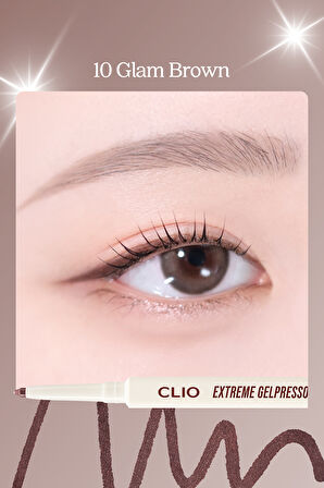 Suya Dayanıklı, Gün Boyu Kalıcı Kalem Eyeliner CLIO Extreme Gelpresso Pencil Liner (10 Glam Brown)