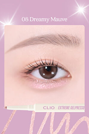 Suya Dayanıklı, Gün Boyu Kalıcı Kalem Eyeliner CLIO Extreme Gelpresso Pencil Liner (08 Dreamy Mauve)