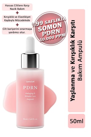 LamuCell PDRN Yaşlanma ve Kırışıklık Karşıtı Bakım Ampulü 50 ml %99 Saflıkta Somon
