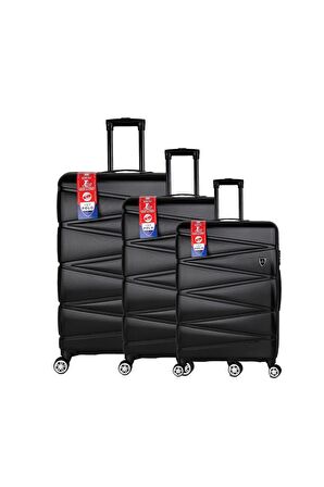 Yefa Dayanıklı Unisex 4 Tekerlekli 3'lü Set Plastik Valiz Seti