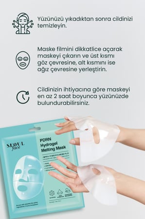 Dermal Seoul Face PDRN Hydrojel Melting Maske Derin Nemlendirici Cilt Onarıcı Şeffaf Jel Maske 34 gr. 10 Adet