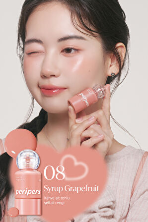 İnce Yapılı, Ciltle Bütünleşen, Pigmentli Likit Allık PERIPERA Syrupy Tok Cheek (08 SyrupGrapefruit)