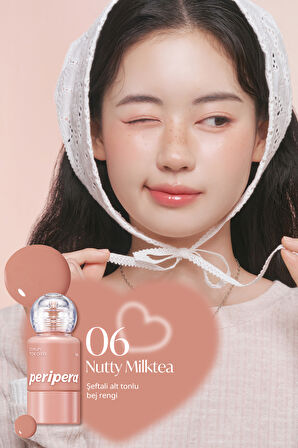 İnce Yapılı, Ciltle Bütünleşen, Pigmentli Likit Allık PERIPERA Syrupy Tok Cheek (06 Nutty Milktea)