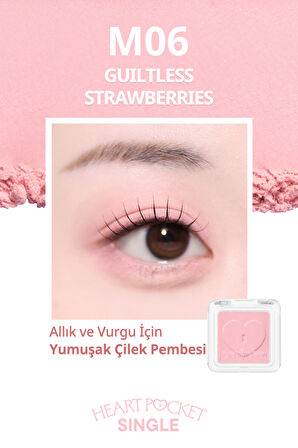 Kişiselleştirilebilir Mat Tekli Far PERIPERA Heart Pocket Single (M06 Guiltless Strawberries)