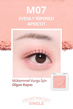 Kişiselleştirilebilir Mat Tekli Far PERIPERA Heart Pocket Single (M07 Evenly Ripened Apricot)