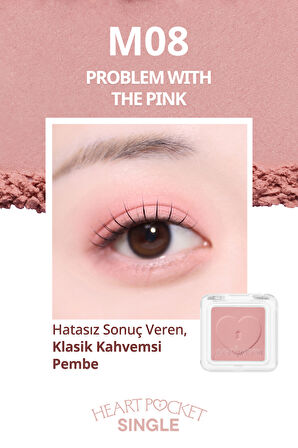 Kişiselleştirilebilir Mat Tekli Far PERIPERA Heart Pocket Single (M08 Problem With The Pink)