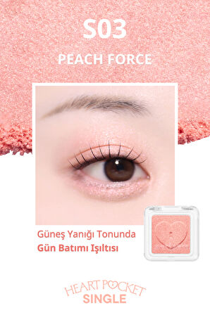 Kişiselleştirilebilir Işıltılı Tekli Far PERIPERA Heart Pocket Single (S03 Peach Force)