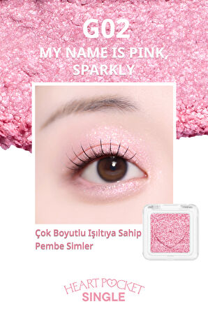 Kişiselleştirilebilir Simli Tekli Far PERIPERA Heart Pocket Single (G02 My Name is Pink Sparkly)