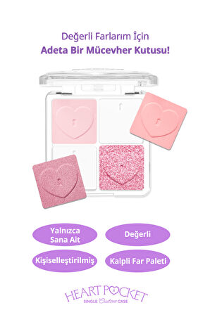 Özel Anahtarlı Kişiselleştirilebilir 4’lü Boş Far Paleti PERIPERA Heart Pocket Single Custom Case