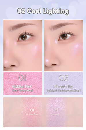 İki Renkli, Kalp Tasarımlı, Yoğun Işıltılı Highlighter PERIPERA Heart Pocketbeam (02 Cool Lighting)